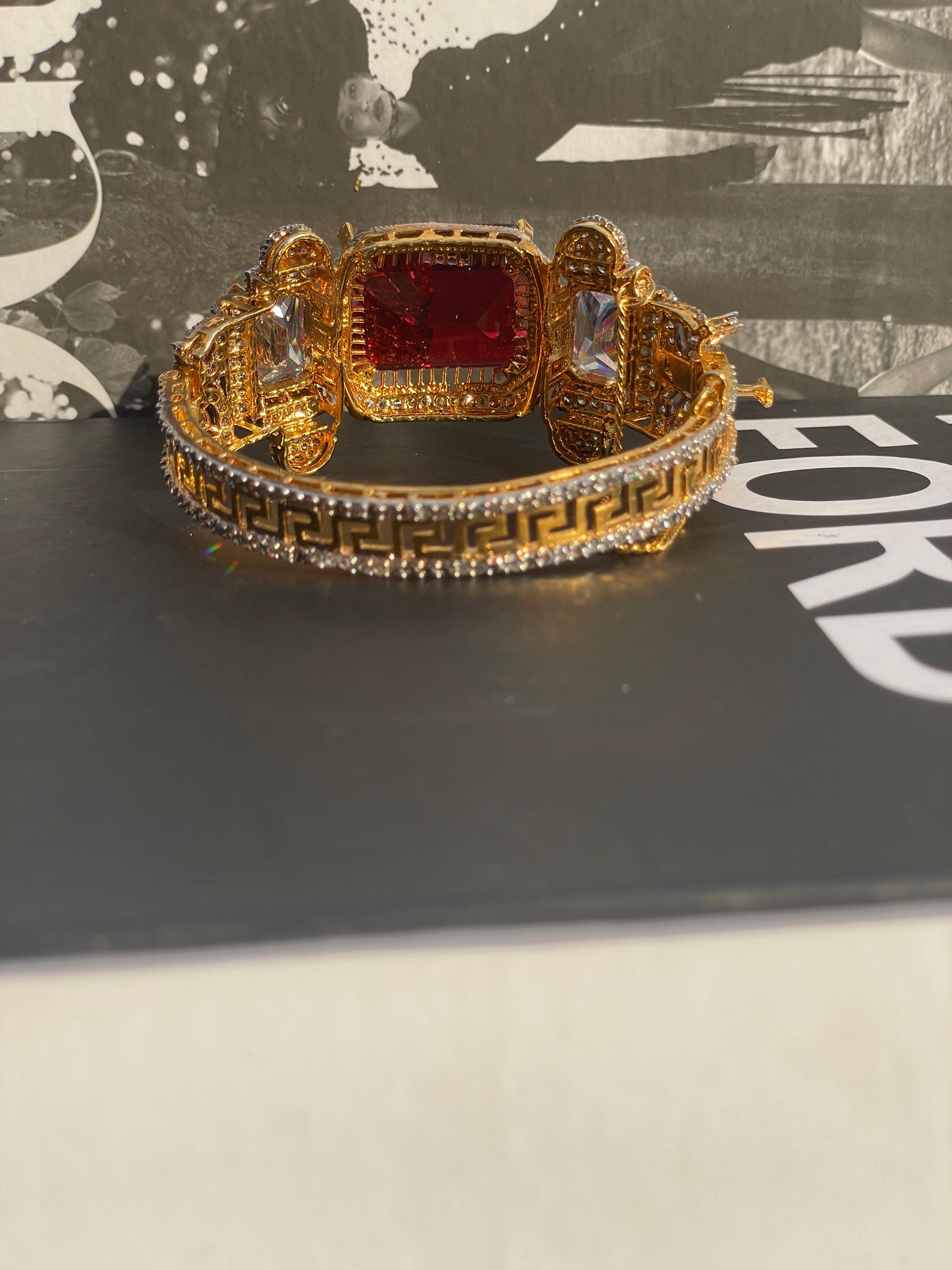 Crimson Crystal Bangle