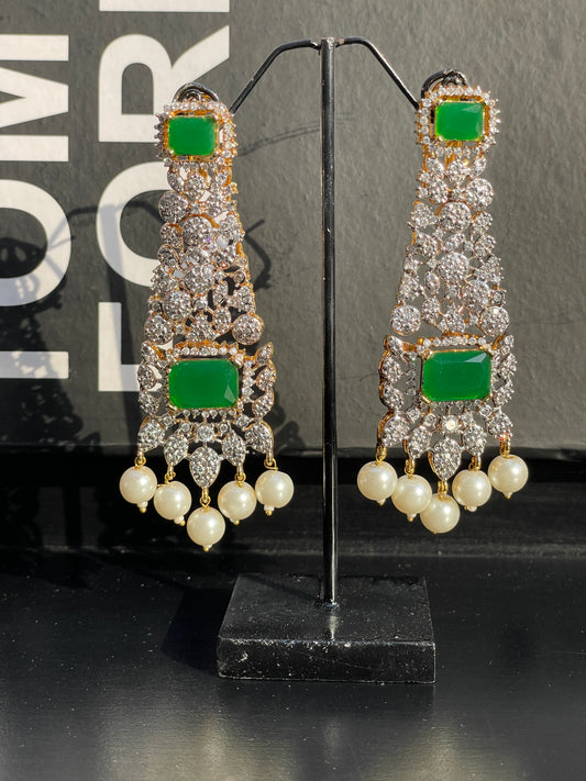 Emerald Pearl Drop Earrings